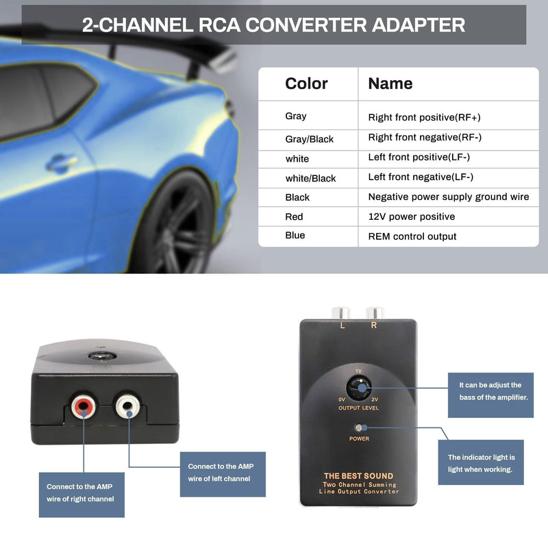 [Australia - AusPower] - NuIth Add Amp Amplifier Subwoofer Interface Kit Fit for 2014-2021 GM Vehicles Chevy Silverado Camaro Yukon on Factory OEM Radio Stereo System 2-Channel RCA line Output Converter 