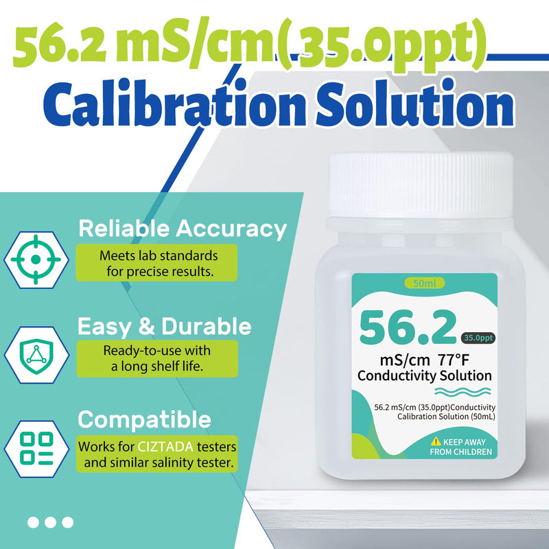 [Australia - AusPower] - 56.2 mS/cm Calibration Solution Kit, 4-Pack 35.0ppt Conductivity Standard Calibration Solution 50 ml for Aquarium Salinity Tester, Pool Salt Tester, Hydroponics EC PPM Meter 