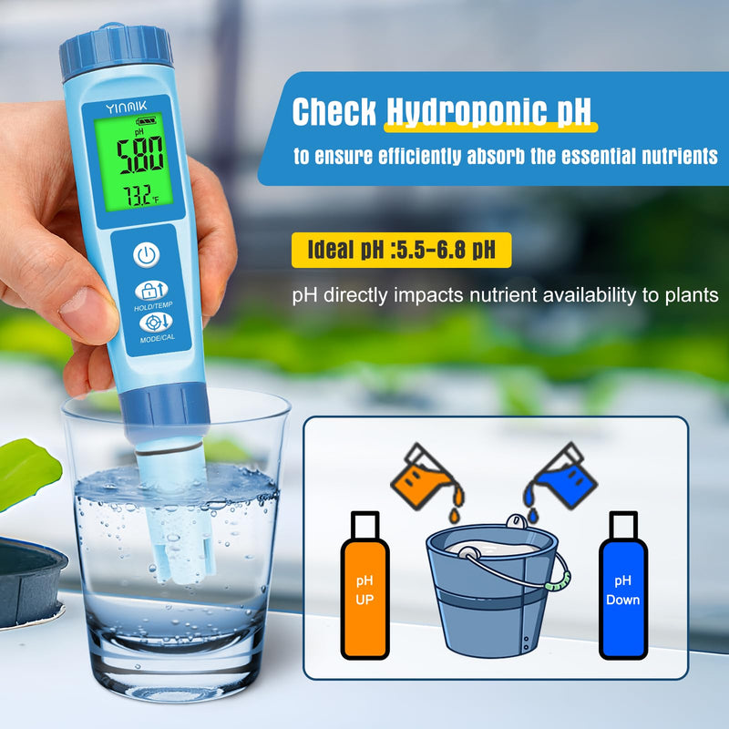 [Australia - AusPower] - 4 in 1 Water pH Meter with pH Calibration Liquids Sets 