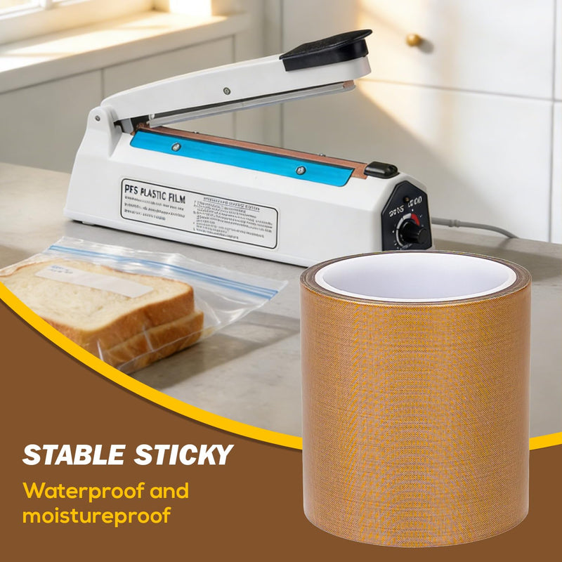 Teflone Glass Cloth Tape (4 inch x 33 Feet x 0.18mm), High Temperature PTFE Heat Resistant Adhesive Tape Non-Stick Surface for Vacuum Sealer Machine, Heat Press, Packaging, Electrical Use 4inx33ft