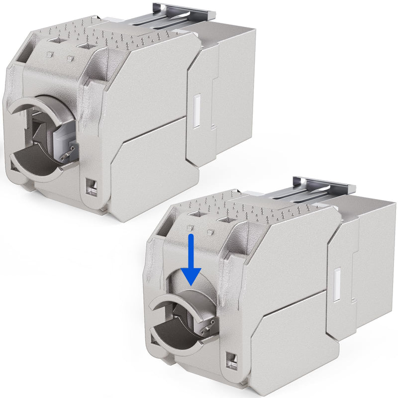 HB-DIGITAL 4x CAT 7 Keystone RJ45 Module Socket for Rigid LAN Cable | 10 Gbps, AWG 22-24, tool-free, LSA fully shielded STP, gold-plated contacts for patch panel network socket 4 pcs.