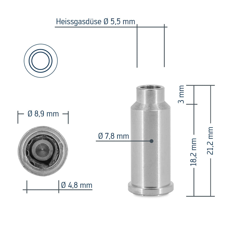 ERSA 0G072HE Hot Gas Nozzle Straight Nickel-Plated