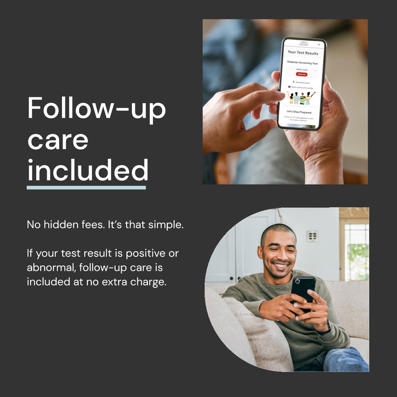 Simple HealthKit At-Home Diabetes Test Kit for Hemoglobin A1c (HbA1c) Levels - A1c Home Test Kit - Free Follow-Up Care & Fast Lab Results