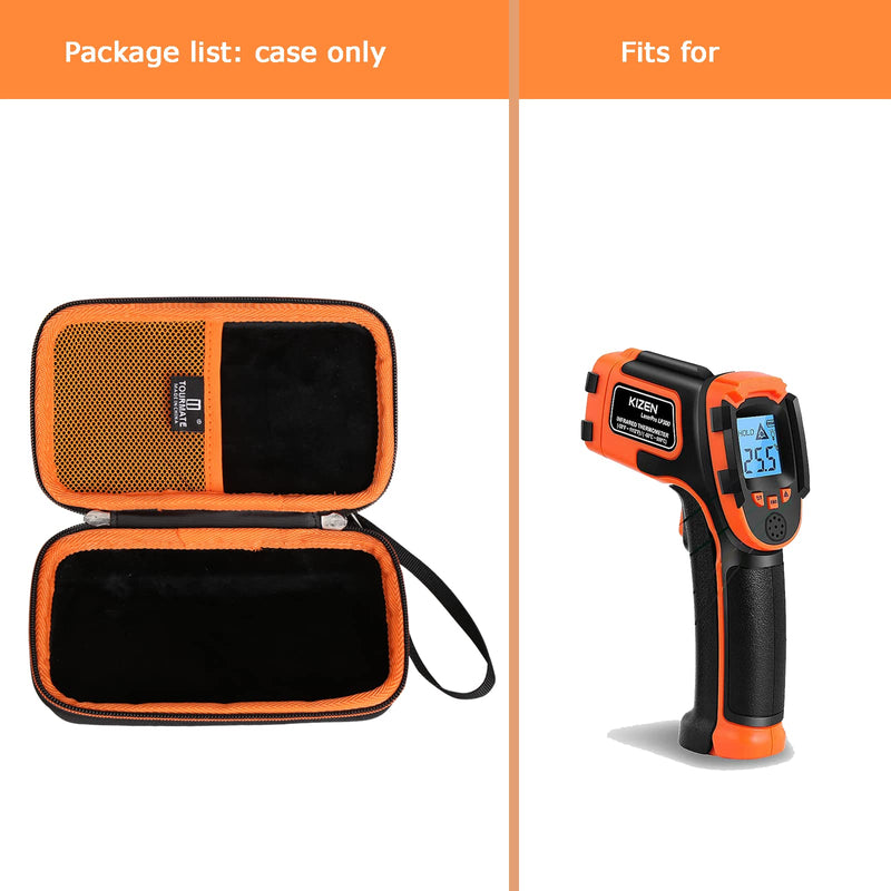 [Australia - AusPower] - Hard Case for KIZEN/Etekcity/Soonkoda/ThermoPro Infrared Thermometer Gun,Laser Surface Temp Reader Travel Box (Laser Pro LP300 Case Only) Black + Orange 