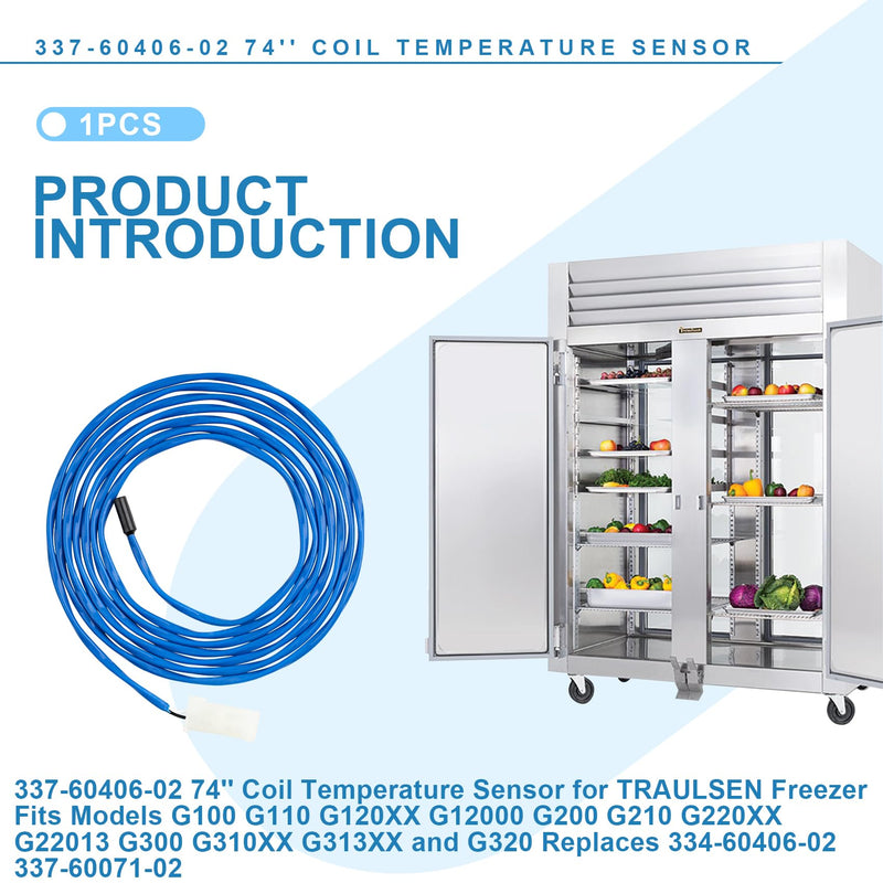[Australia - AusPower] - 337-60406-02 74'' Coil Temperature Sensor for TRAULSEN Freezer, Fits Models G100, G110, G120XX, G12000, G200, G210, G220XX, G22013, G300, G310XX, G313XX and G320, Replaces 334-60406-02, 337-60071-02 