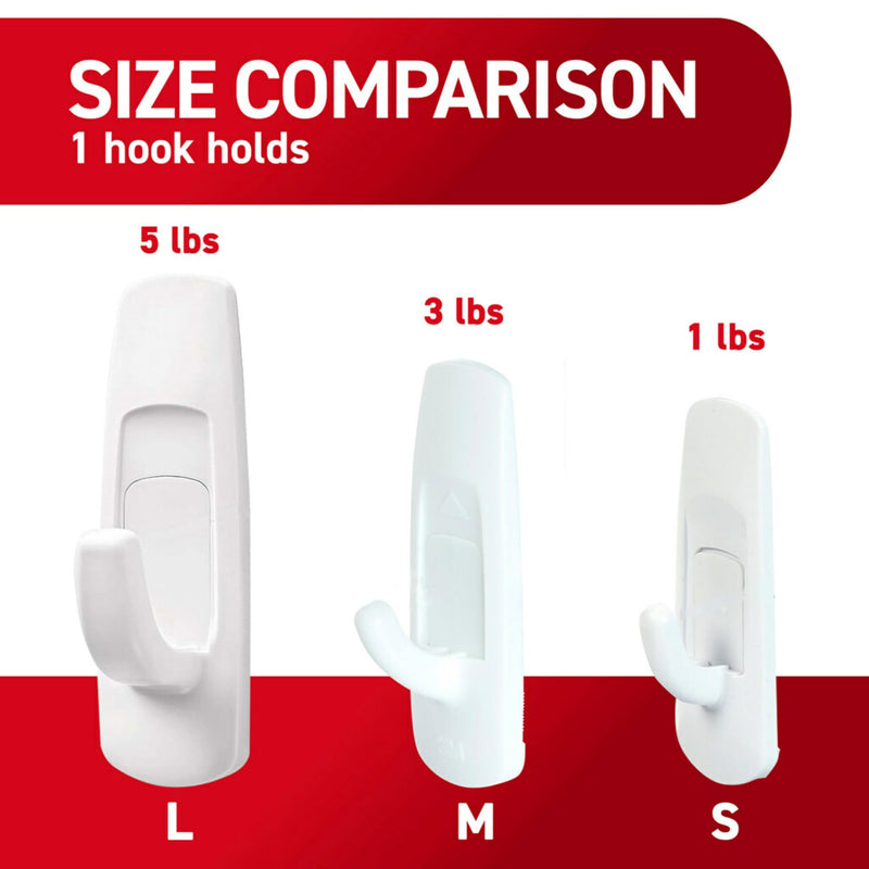 Command 5 lb Large Utility Hooks, 14 Hooks and 16 Strips, Damage-Free Hanging Wall Hook with Adhesive Strips, No Tools Required, Great for Home Kitchen Office Organization White