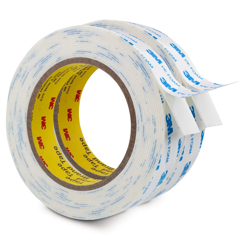 3M Double Sided Foam Tape 1'' x 16.5Ft 2 Pack, Heavy Duty PE Foam Tape Strips for Crafts Picture Hanging Poster Alarm Sensor Arts DIY Home Deco 1.0"x16.5Ft