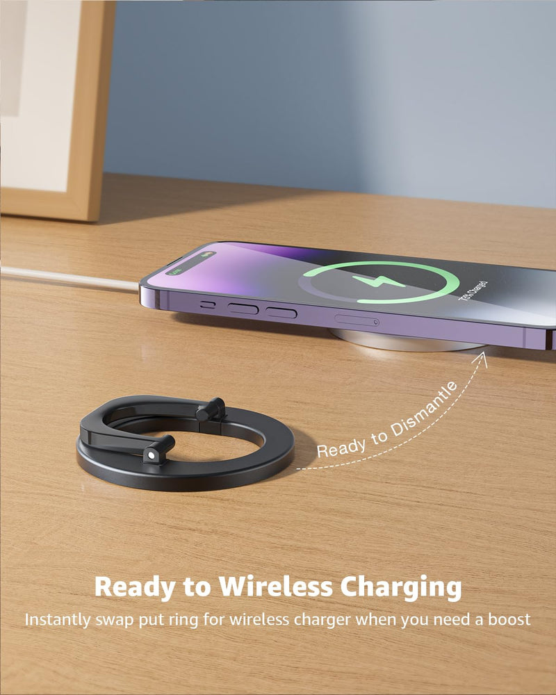 [Australia - AusPower] - SUPERONE for MagSafe Phone Grip, Adjustable Magnetic Phone Ring Holder Removable Finger Phone Ring Kickstand Compatible with MagSafe Accessories Only for iPhone 15 & 14 & 13 & 12 Series 