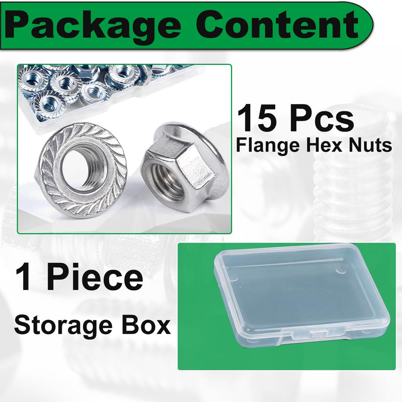 [Australia - AusPower] - M8 Serrated Flange Nut, 15pcs M8-1.25mm Hexagon Flange Nuts, 304 Stainless Steel, Metric Hex Nuts Fasteners, Right Hand, Replacement Lock Nut for DIY Home Mechanism M8-1.25 