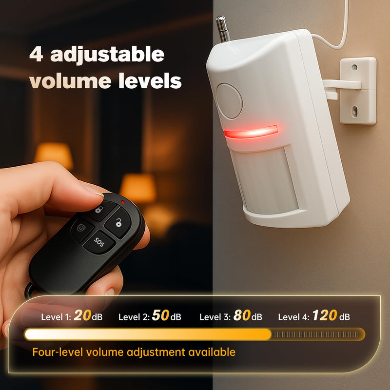 Wireless Motion Sensor Alarm & Doorbell Chime - AC Plug-in Security Alert with Remote - 90dB Infrared Detector for Business, Office & Garage (1 Motion Alarm + 1 Remote) 1 Motion Alarm + 1 Remote