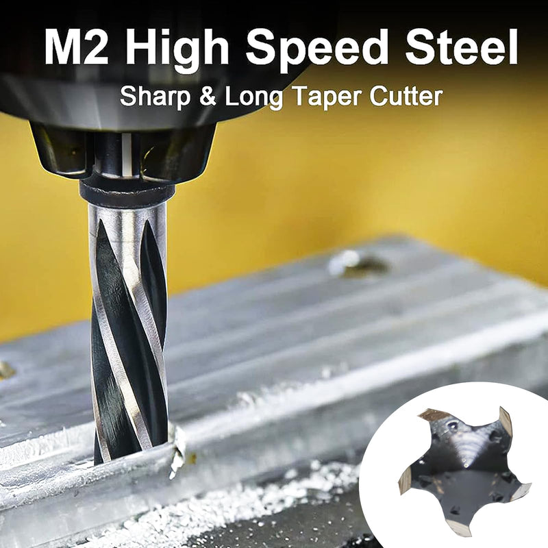 [Australia - AusPower] - 5/8 Bridge Construction Reamer Drill Bit, M2 HSS Taper Chucking Reamer for Steel Alloy Metal Wood Plastic, 1/2" Non-slip Shank, 5-Spiral Flutes Car Reamer, to Align or Enlarge Holes, 16mm 5/8 