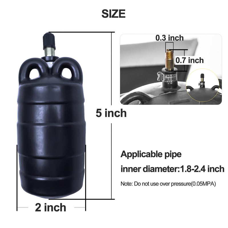 2 Inch Inflatable Pipe Plug, Water Shut Off Airbag for Drain & Sewer Lines - Reusable Rubber Test Ball, Temporary Water Blocker for Pipe Repair, Closed Water Testing & Maintenance 2 Inch - Standard