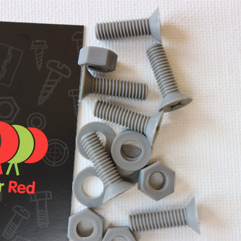 [Australia - AusPower] - 20 x Grey Countersunk Screws Polypropylene (PP) Plastic Nuts and Bolts, Washers, M6 x 20mm, Anti-Corrosion, Chemical Resistant, Gray, (15/64 x 25/32 in) 