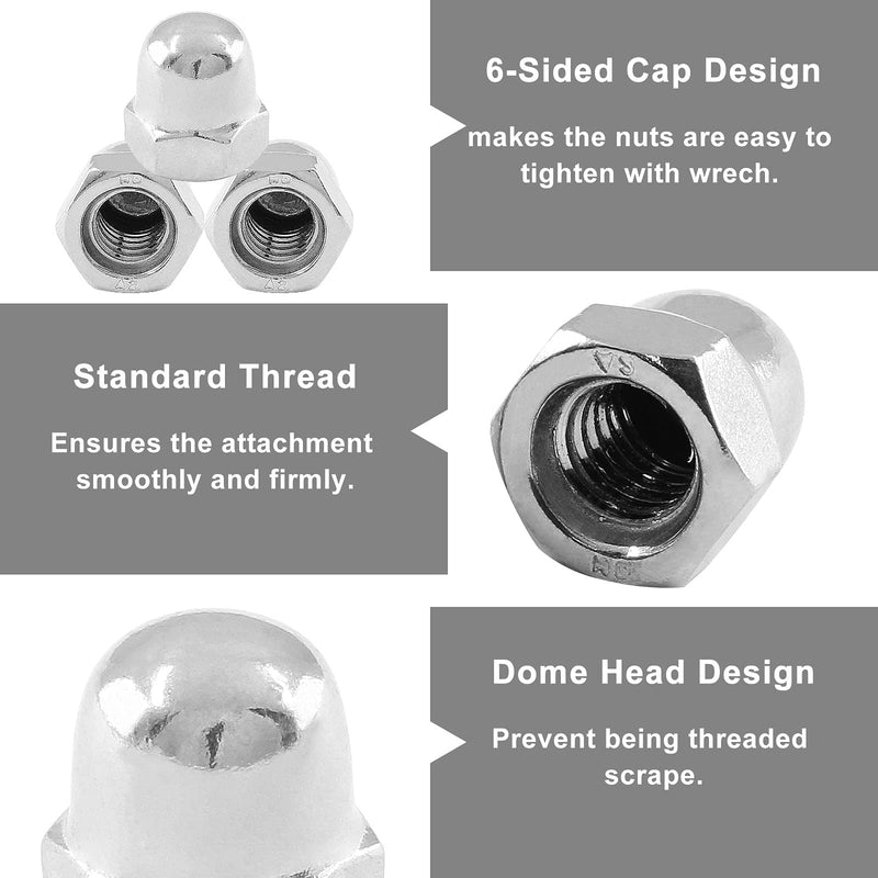 [Australia - AusPower] - 5/16-18 Acorn Hex Cap Nuts, 304 Stainless Steel Hex Nut Set, Plain Finish, Pack of 25 25pcs 5/16-18 
