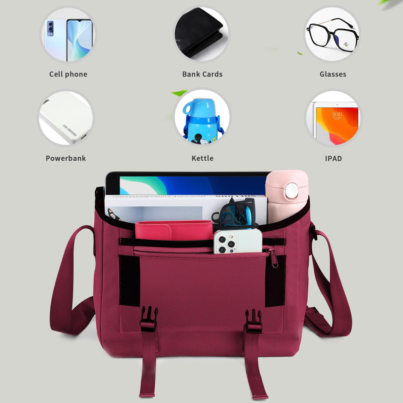 [Australia - AusPower] - SIMTOP Messenger Bag Crossbody Shoulder Bag for Commuters and Travelers Water Resistant Scratch and Wear Cordura YKK Zipper Red 