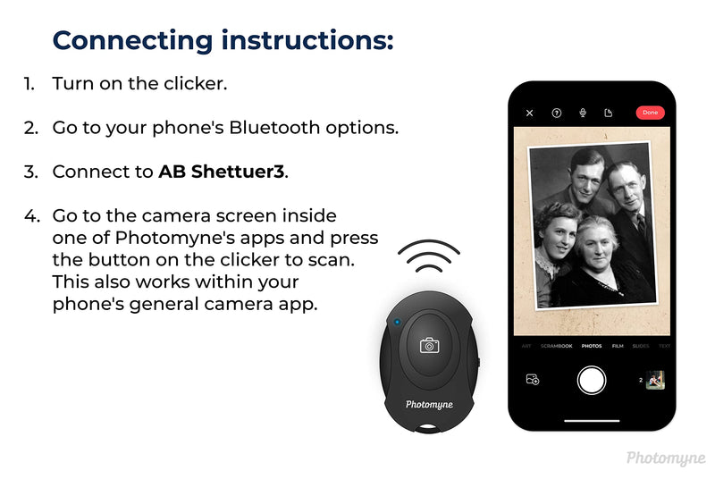 [Australia - AusPower] - Photomyne Wireless Camera Shutter Clicker | Camera Shutter Remote Control for iPhone & Android Smartphones | Wireless Remote Control Selfie Button - Includes Wrist Strap (1 Pack) 1 pack 