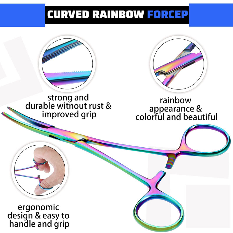 [Australia - AusPower] - BBTO Hemostat Curved and Straight Hemostat Forceps Piercing Pliers Forceps, Stainless Steel Straight and Curved Pliers, Fishing Tweezer(Colorful,2 Pcs) 2 Colorful 