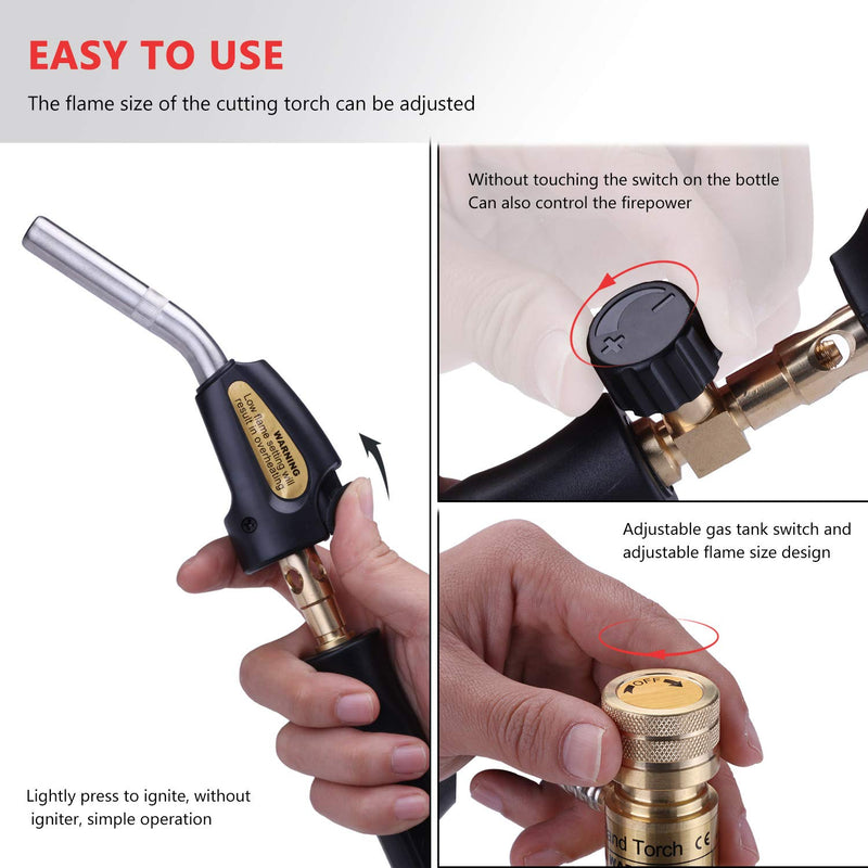Propane Torch Hand Hose, Mapp Gas Torch,Welding Torch,Hose Length 1.5M/60"-with Hook Quick ignition with valve Style