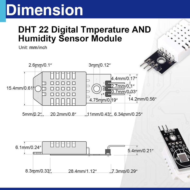 [Australia - AusPower] - 6 Set Digital Temperature and Humidity Sensor Module Compatible with DHT22/AM2302, 3.3V-5V with Dupont Wires Humidity Measure Range 0%-100% (±2%) Temperature Measure Range -40-80℃ (±0.5℃) Celsius 6PCS-with DHT22 