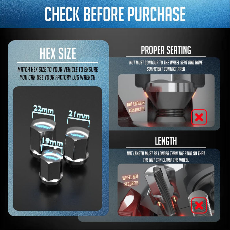 Wheel Accessories Parts 20 Pcs M14x1.5 14x1.5 Thread Bulge Acorn 1.4" Long Lug Nuts Black 3/4" 19mm Hex Fits Chevy Camaro Corvette ｜ Dodge Charger Challenger ｜ Ford Mustang ｜ Jeep Wrangler 20 Pack 3/4" Hex - Rainy Climate