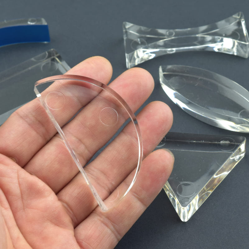[Australia - AusPower] - 6 Pcs Acrylic Glass Light Prism Optical Lens Triangular Semicircular Rectangular Concave convex mirror Len Physics Demonstration Tools Equipment for Physics Teaching Lab Reflection refraction Science 
