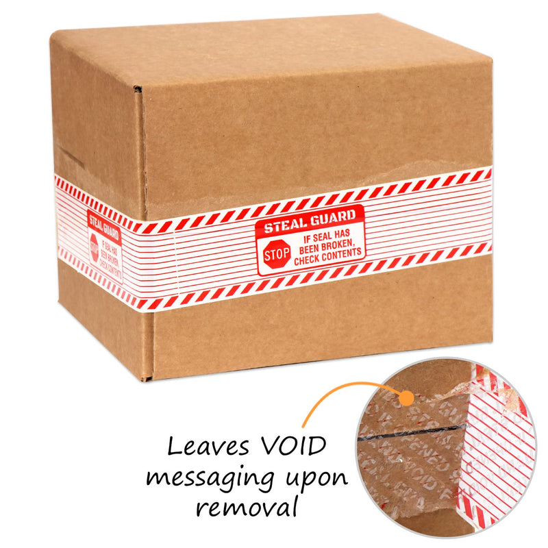 SmartSign 2 inch x 55 Yards “Steal Guard Stop If Seal Has Been Broken, Check Content” Tamper Evident Packing Tape, Void Messaging Pattern, 0.92 mil PET Material, Red and White, Made in USA STOP Check Contents Tape