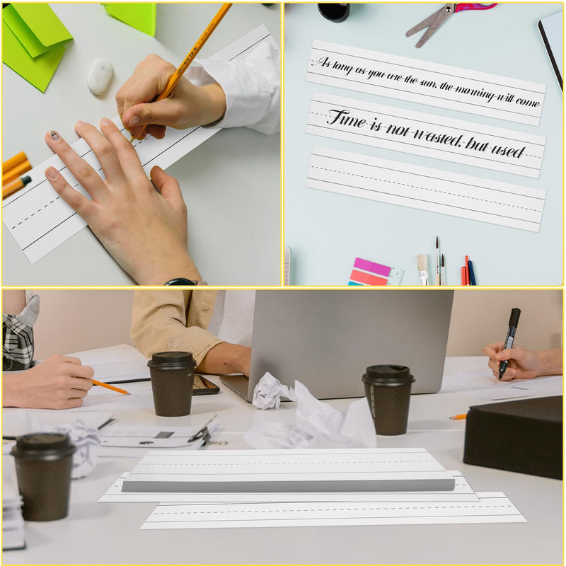 [Australia - AusPower] - 100 Sheets White Sentence Strips, 92LB/250gsm Cardstock Ruled Sentence Strips 3 x 17.5 Inches Sentence Strips for Teachers, Classrooms, Offices 