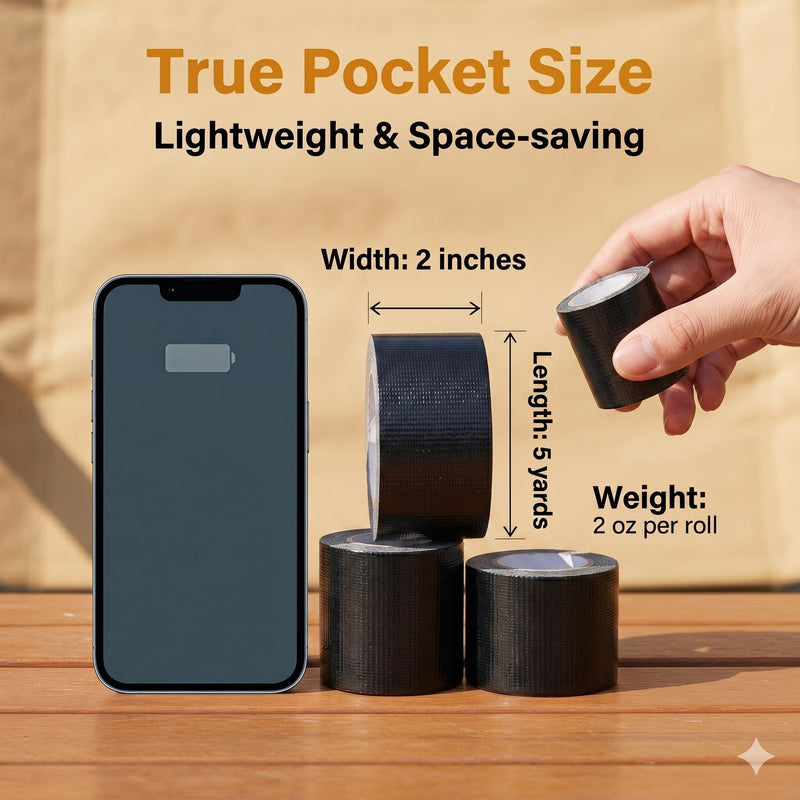 Mini Duct Tape 2PCS Travel Size Duct Tape for Outdoors Camping Hiking Emergency Put in Pocket Tear by Hand, 2 inch x 5 Yards, Twin Silver