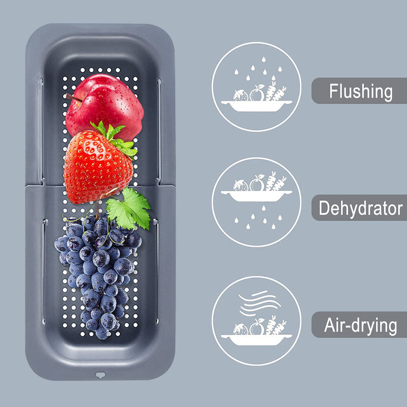 [Australia - AusPower] - Techextra Fridge Organiser Set Sink Strainer Basket Drain Strainer for Living (Grey) Grey-blue-new 