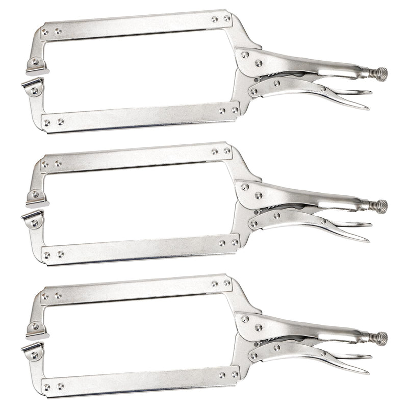 [Australia - AusPower] - Hiceeden 3 Pcs 18 Inch Deep C Clamp with Swivel Pads, Heavy Duty Welding Clamps Welding Pliers, Adjustable Locking Pliers for Woodworking, Electrician Maintenance, Welding 