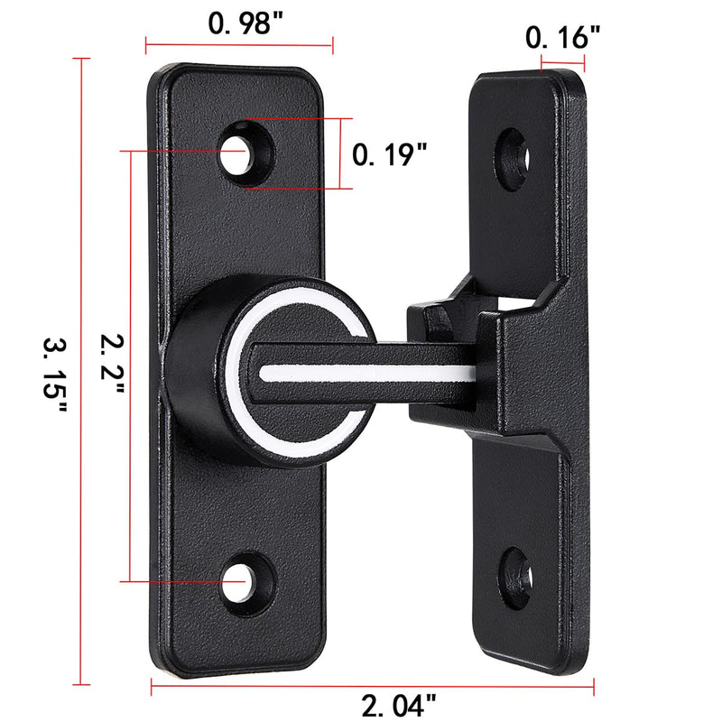3 Packs Black Luminous 90 Degree Barn Door Locks,Heavy Sliding Barn Door Latches Door Lock,Premium Zinc Alloy for Enhanced Privacy and Security on Barn Door,Garden Entrances,and Sliding Door Black(Luminous) 90 Degree 3