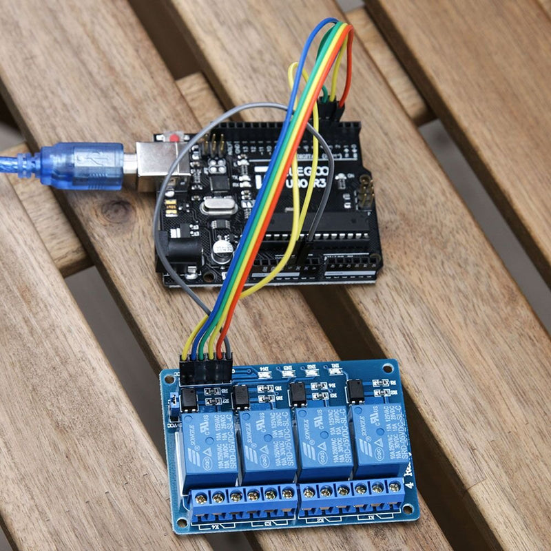 [Australia - AusPower] - ELEGOO 4 Channel DC 5V Relay Module with Optocoupler Compatible with Arduino UNO R3 MEGA 2560 DSP ARM PIC AVR STM32 
