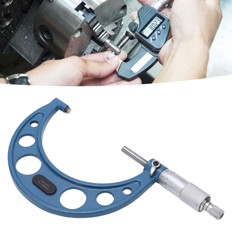 [Australia - AusPower] - Professional Premium External Micrometer Precision Tool for Machinists, 75-100 mm Measuring Range, 0.01 mm Pitch, Micrometer Stable Alloy Surface, Accurate Measurement 