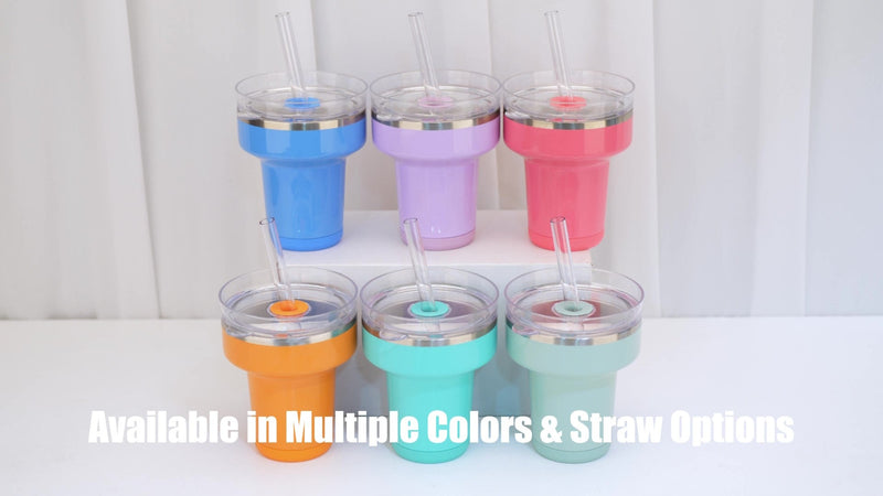 16 oz Insulated Margarita Tumbler with 360° Sippable Lid & Straws Ice Blue/Lilac 16 Ounces
