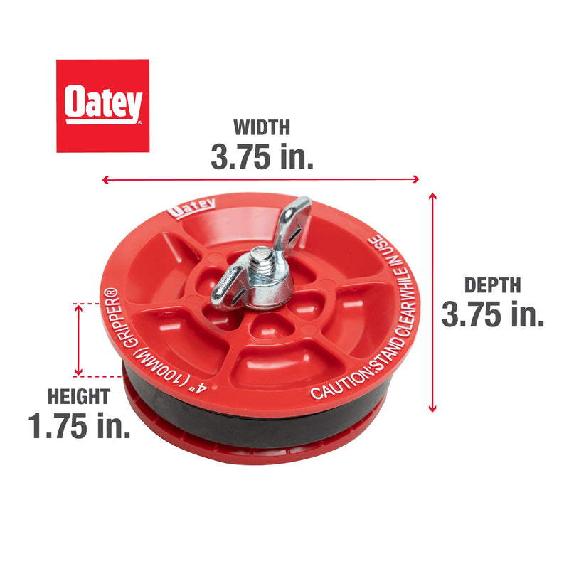 [Australia - AusPower] - Oatey 33403 4-in. End of Pipe Gripper Mechanical Plug with Galvanized Screw and Wing Nut, 4 Inch, Red 1 Count (Pack of 1) 