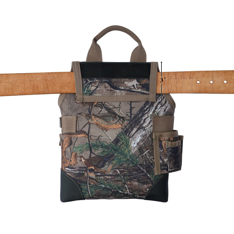 Zeluga 20-567 Camo Tool Organizer with Tape Measure Holder - Heavy Duty Nylon Utility Pouch, Multi-Pocket Tool Bag for Camping, Hunting, Construction & DIY, Fits Screwdrivers, Knives & Small Tools