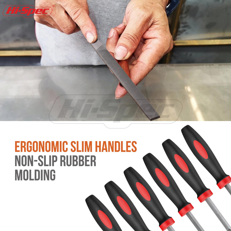 [Australia - AusPower] - Hi-Spec 6pc Metal Small Needle Hand File Tool Set Kit. Fine Micro Steel Files. Flat, Half, Round & Triangle for Crafts, Metal & Wood Work. 6 Pieces 
