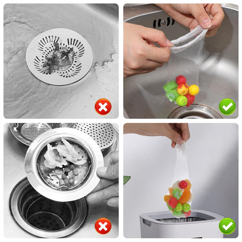 300 x Disposable Strainer Bags, Wash Basin, Elastic Filter Bags for Kitchen Sink, Polyester Drain Strainer, Kitchen Sink, Ideal for Kitchen and Bathroom 300