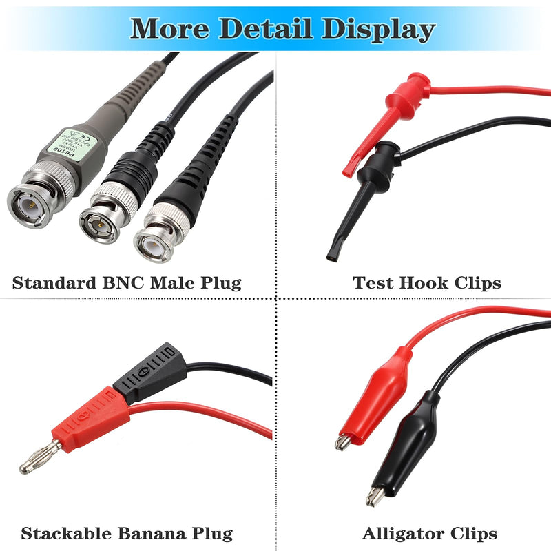 [Australia - AusPower] - Sumnacon P6100 Universal Oscilloscope Probe with Accessories Kit 2Pcs 100 MHz X1/X10 High Sensitivity Oscilloscope Clip Probes with BNC to Test Lead Kit, Mini Alligator Clip and Ground Lead 