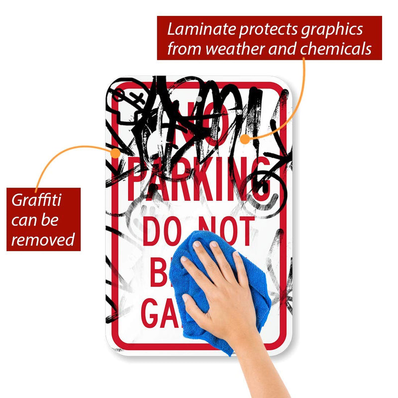 SmartSign - K-9461-AL-12x18 "No Parking, Do Not Block Garage" Sign | 12" x 18" Aluminum Red on White Non Reflective