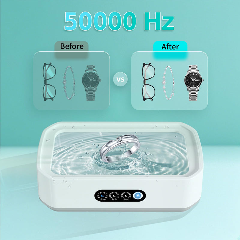 [Australia - AusPower] - Ultrasonic Jewelry Cleaner, 50kHz Professional Portable Jewelry Cleaner Ultrasonic Machine with 3 Timer Modes, 22 oz Ultrasonic Cleaner for Eyeglasses,Rings,Watch Straps,304 Stainless Steel Water Tank X81 