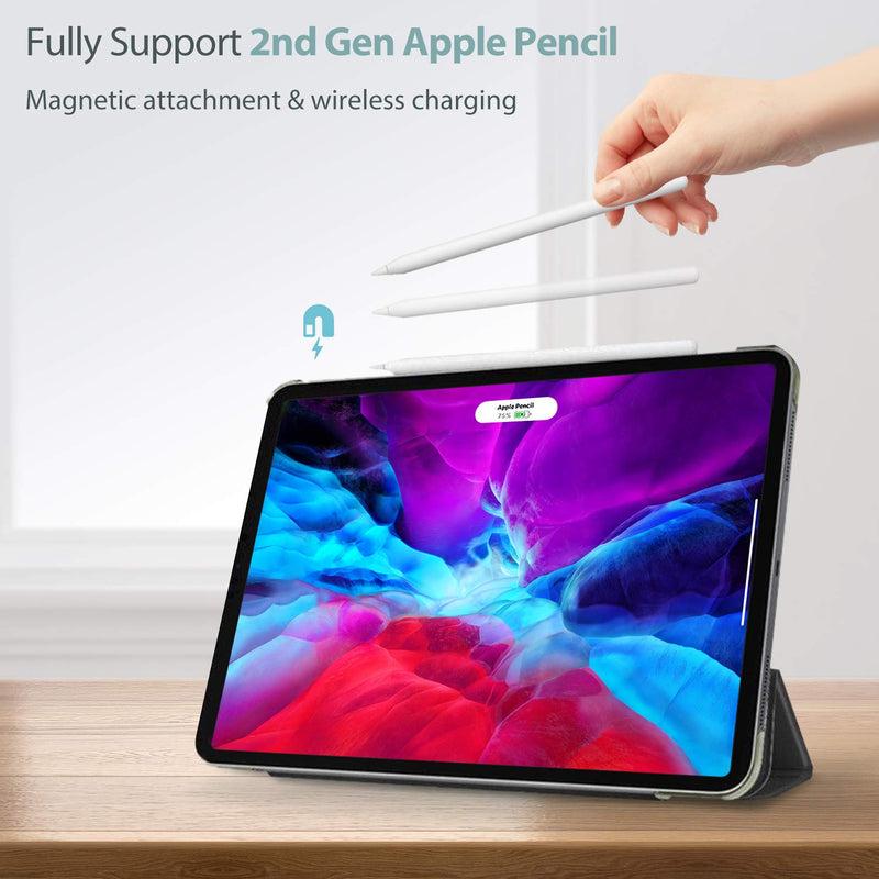 [Australia - AusPower] - Smart Case for iPad Pro 12.9 2022/2021/2020/2018, Slim Stand Hard Back Shell Smart Cover for iPad Pro 12.9 6th Generation 2022 / 5th Gen 2021 / 4th Gen 2020 / 3rd Gen 2018 -Black Black 
