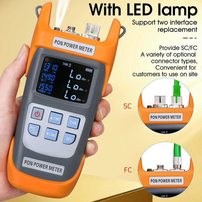 [Australia - AusPower] - A-330A SCAPC FCAPC adapters Fiber Optic PON Optical Power Meter 1310nm 1490nm 1550nm Handheld PON Optical Power Network Detection Online Cable Tester with LED Lighting A-330A 
