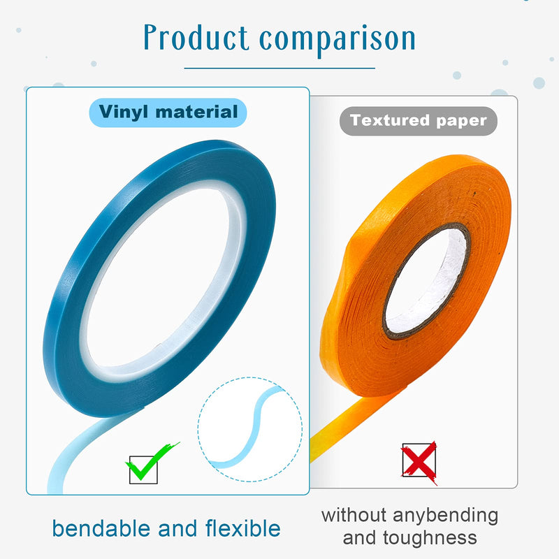 [Australia - AusPower] - 5 Rolls of Vinyl Tape Masking Tape Automotive Car Auto Paint for Curves, High Temperature Vinyl Low Tack(1/16 Inch, 1/8 Inch, 1/4 Inch, 1/2 Inch, 3/4 Inch, Blue) 1/16 Inch, 1/8 Inch, 1/4 Inch, 1/2 Inch, 3/4 Inch 
