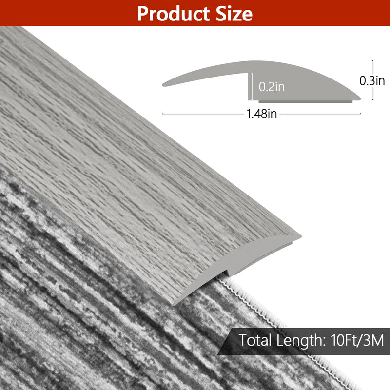 10Ft Floor Transition Strip Self Adhesive Carpet to Tile Floor Edging Trim PVC Threshold Strips, Peel and Stick Floor Joining Strip Suitable for Threshold Height Less Than 5mm (Gray Forest) 10 Feet Gray Forest