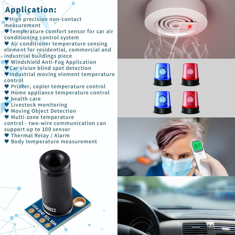 [Australia - AusPower] - Ticfox MLX90614-DCI Non-Contact Infrared Temperature Sensor Module High Precision Infrared Temperature Sensor Module Long Distance DIY PCB Electronic Components 