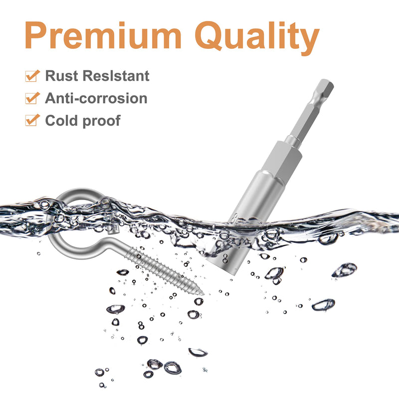 [Australia - AusPower] - 2” 26 Pack 304 Stainless Steel,Screw Eyes Heavy Duty Screw in Eye Hooks Ring, Yoga & Brazilian Hammocks, Indoor & Outdoor, Self Tapping Screws,Eye Bolt (1 pcs 1/4" hex Shank Wing nut Driver) 2” 26 pcs +1 pcs 1/4" hex shank wing nut driver 