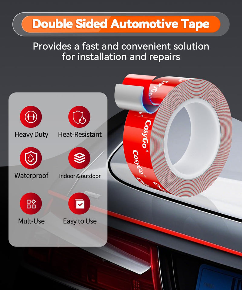 Double Sided Tape Heavy Duty, 15FT Outdoor Heat Resistant Automotive Waterproof Mounting Tape, 1.2In Width Super Strong Adhesion Foam Tape 1.2In Width - 1 Rolls