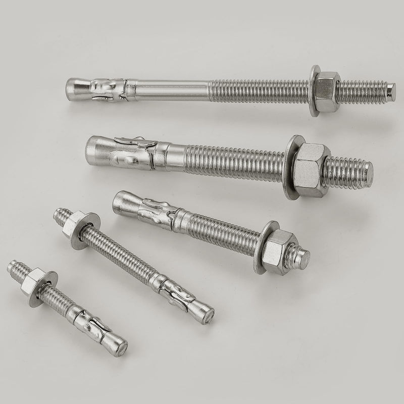 [Australia - AusPower] - 5Pcs 1/2x5-1/2" Inch Standard Fasteners for Heavy-Duty 304 Stainless Steel Wedge Anchors for Cement and Concrete 1/2x5-1/2" 5 
