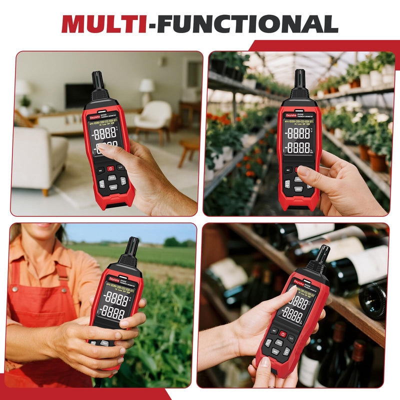 [Australia - AusPower] - Industry Temperature Humidity Meter High Precision and High Rate Hygrometer with Ambient, Relative Humidity, Dew Point, Wet Bulb Thermometer, Min/Max Hold ±1°F and ±3% RH, 8000 Data Records 